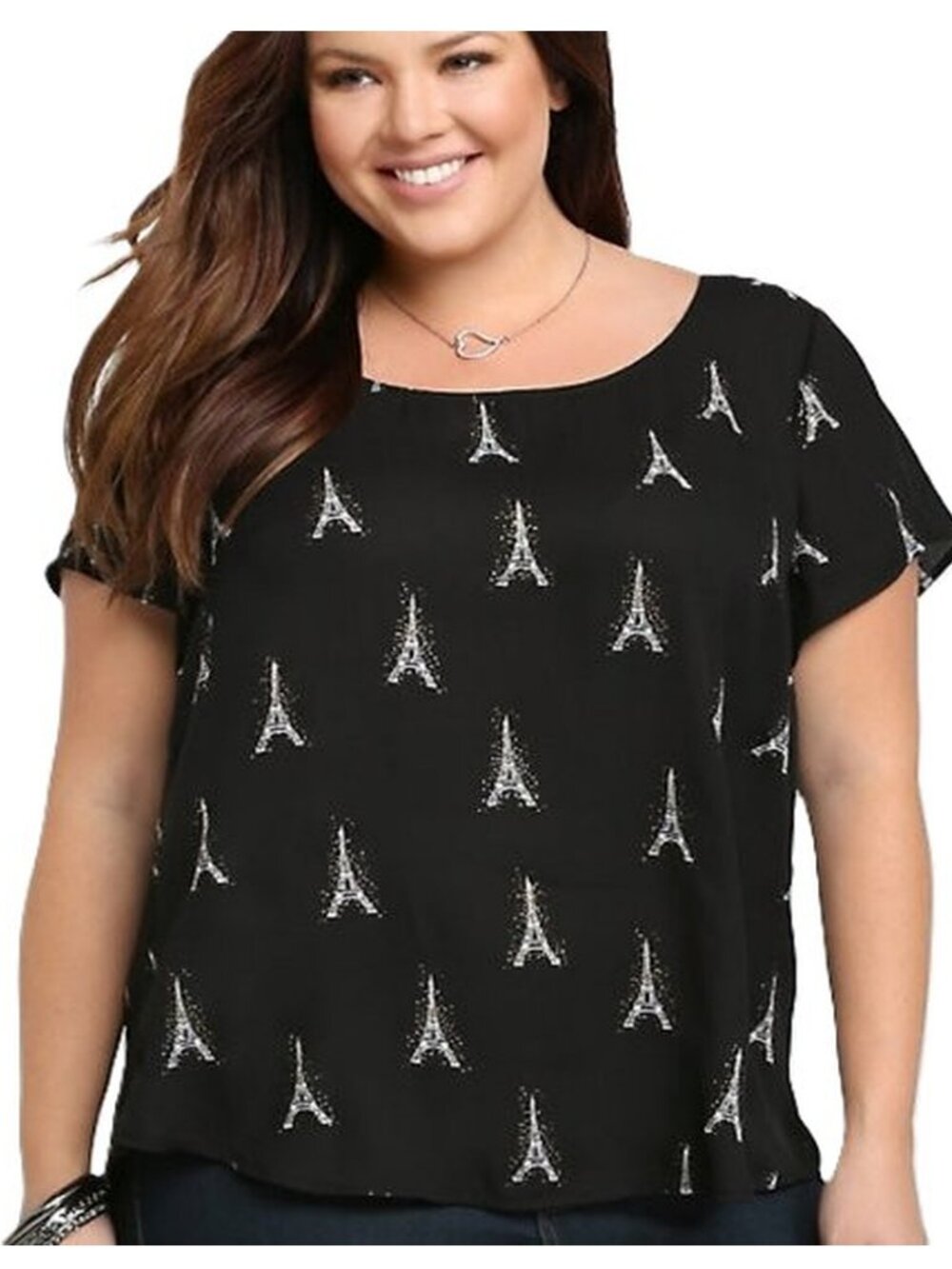 Torrid Eiffel Tower Button Back Blouse Chiffon